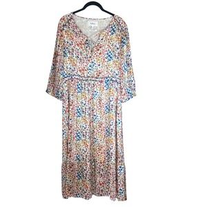 Ba&sh Reese Lady Dress Blanc Floral V-Neck Midi Dress Size M 2 Multi Color